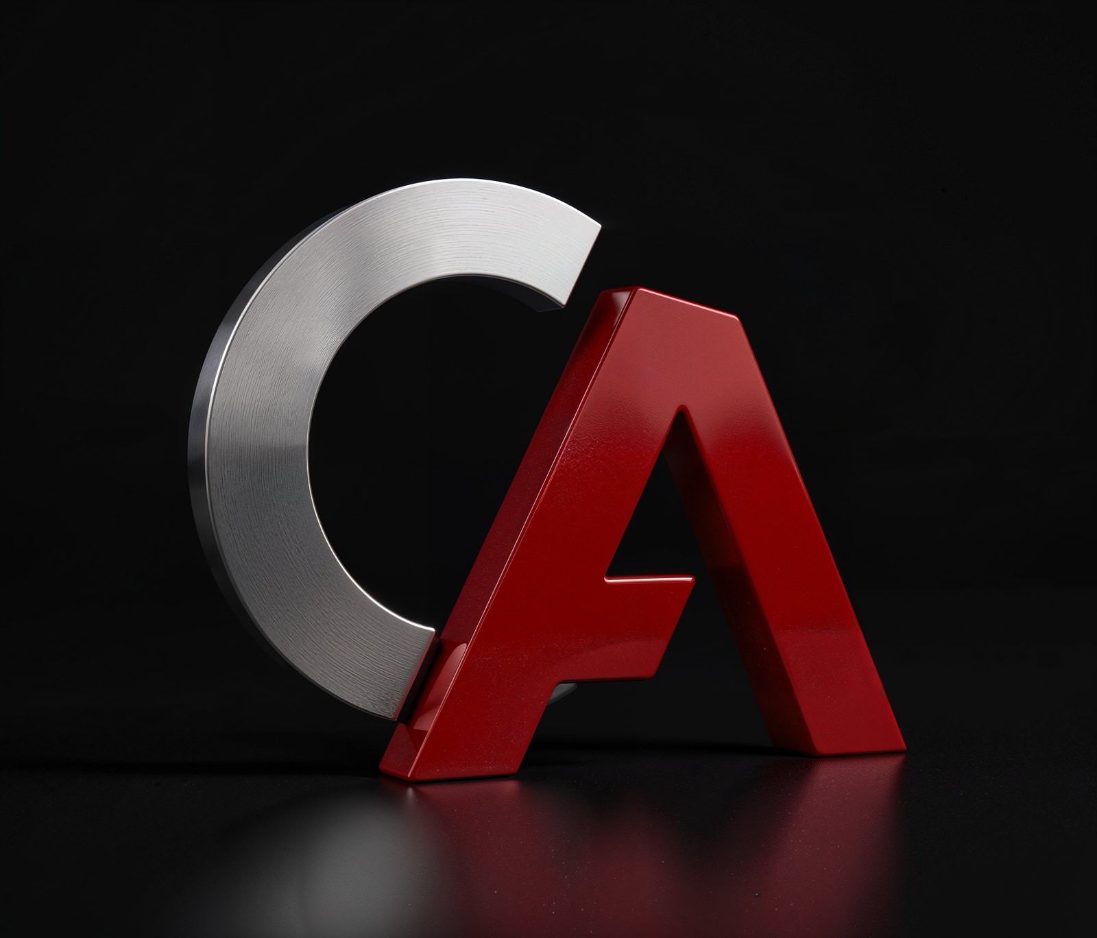 Monograma metálico CA do escritório Caetano Advogados